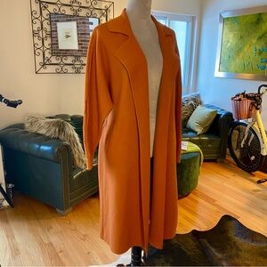 Gorgeous Burnt Orange Coat w/ tie belt . Awesome Knit fabric & Heavy Quality !